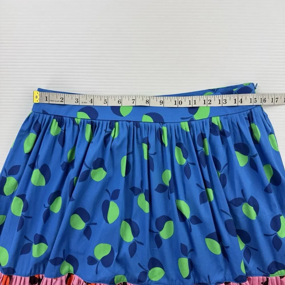 Kate Spade New York Skirt Size 10 Fruit Print Tiered Cotton Maxi Colorblock